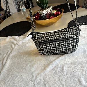 Lug Houndstooth Crossbody Bag in Black and White